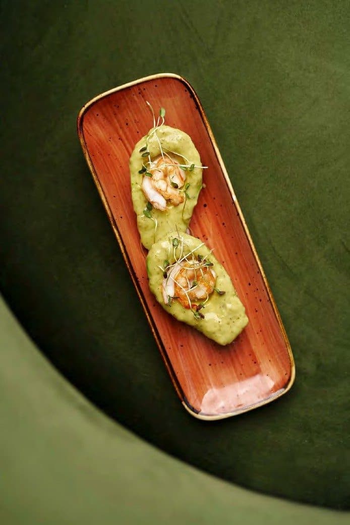 Seasonal shrimp and avocado plate